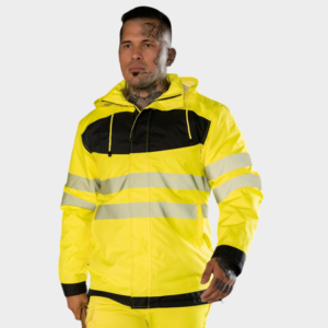 Ceci est un parka haute visibilité fluo.